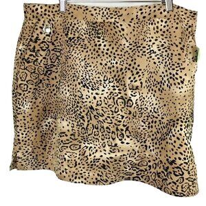 ALLISON WHITMORE Cheetah Print Lined Women Golf Skort Silver Key Fob Size 18 NWT
